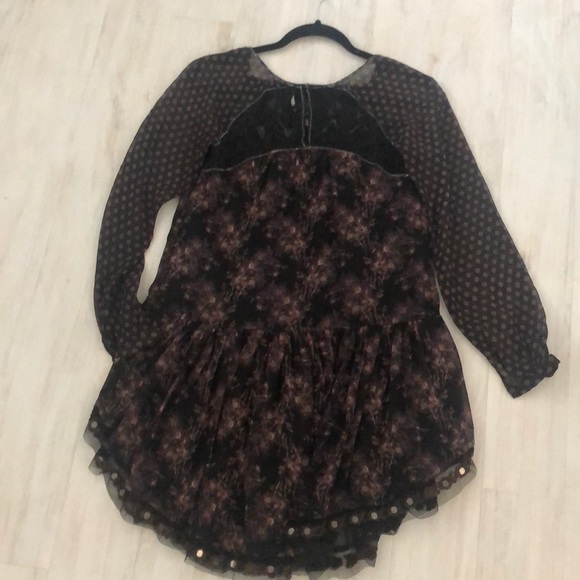 Free People Long Sleeve Printed Sheer Dress. - Picture 11 of 12
